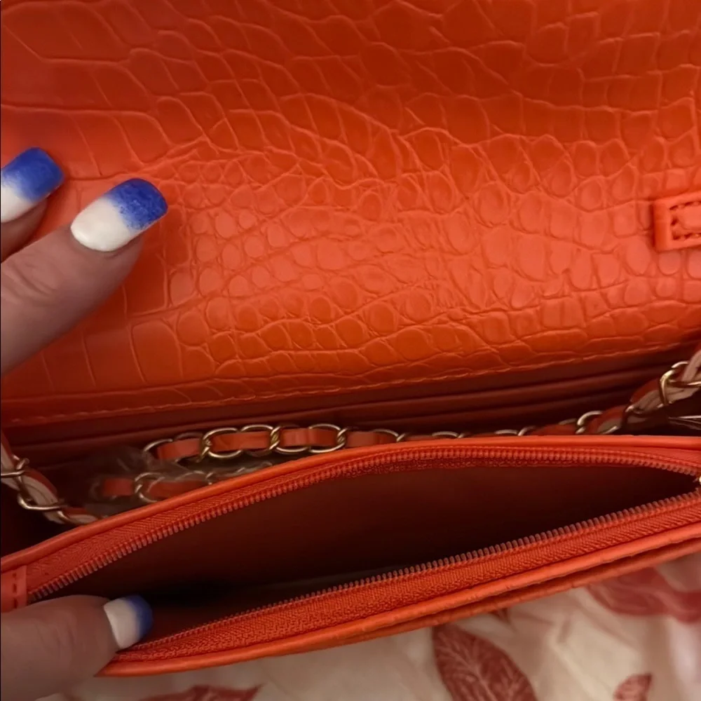 Badgley Mischka Orange Croc-Embossed Bag